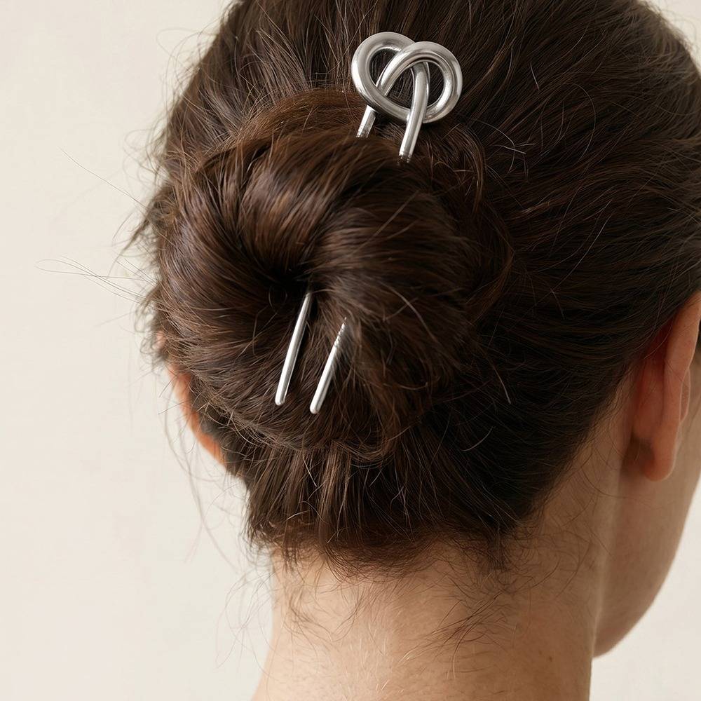 Steel Rush Rhodium Plated Hair Pin |Gifts For Women & Girls| Waterproof, Anti Tarnish, Skin Safe Jewellery Rhodium M : OMHA010