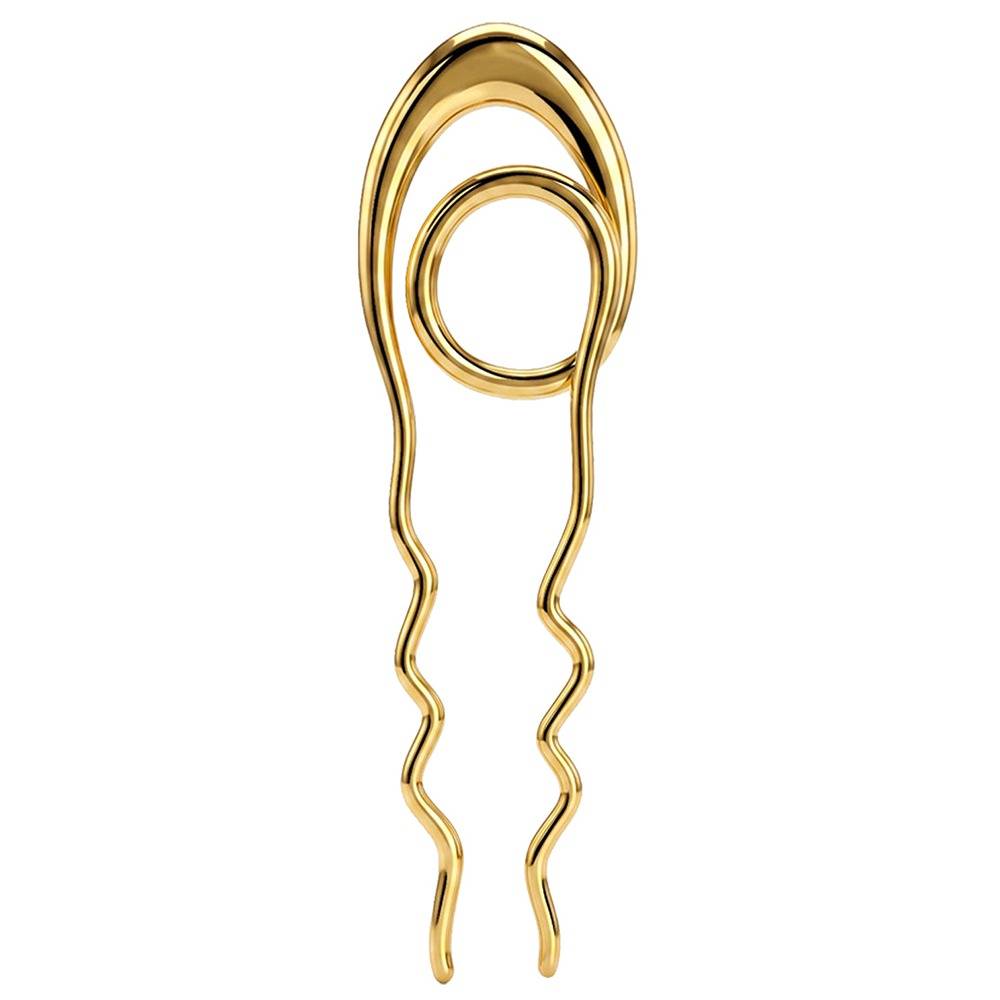 Wavy Static Gold Plated Hair Pin |Gifts For Women & Girls| Waterproof, Anti Tarnish, Skin Safe Jewellery 18K Gold To : OMHA013
