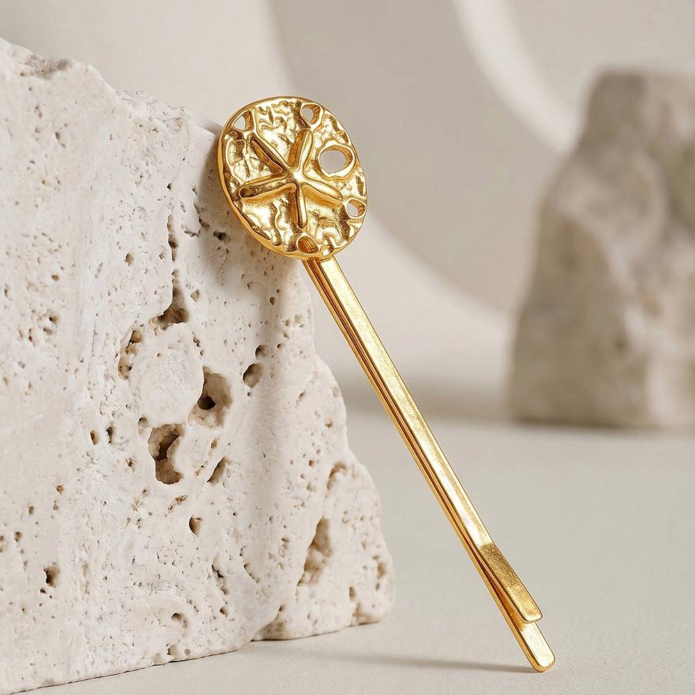 Ancient Coin Gold Plated Hair Clip |Gifts For Women & Girls| Waterproof, Anti Tarnish, Skin Safe Jewellery 18K Gold  : OMHA014