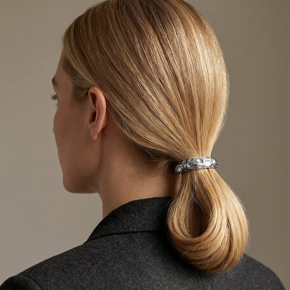 Chrome Syntax Rhodium Plated Hair Band |Gifts For Women & Girls| Waterproof, Anti Tarnish, Skin Safe Jewellery Rhodiu : OMHA04