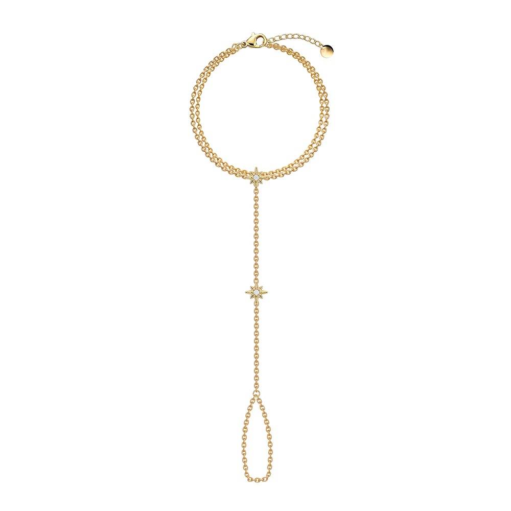 Star Signal Gold Plated Hathphool |Gifts For Women & Girls| Waterproof, Anti Tarnish, Skin Safe Jewellery 18K Gold To : OMHP01