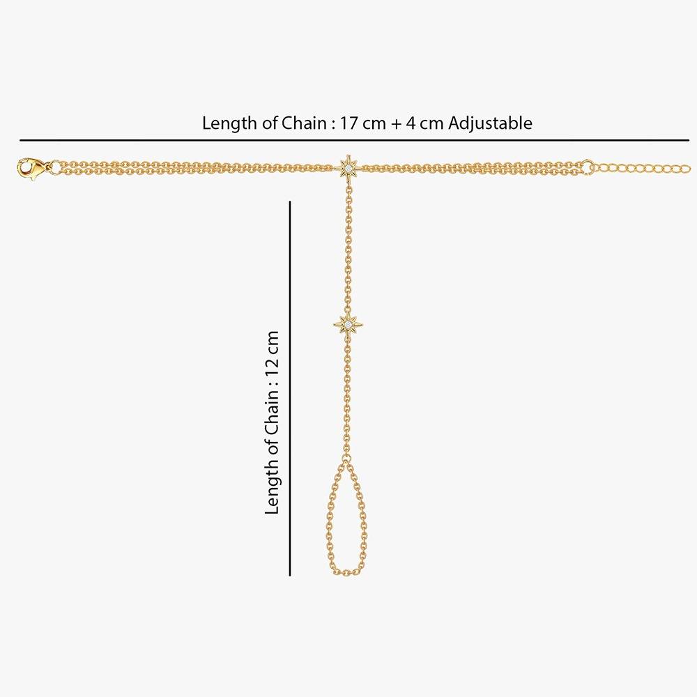 Star Signal Gold Plated Hathphool |Gifts For Women & Girls| Waterproof, Anti Tarnish, Skin Safe Jewellery 18K Gold To : OMHP01