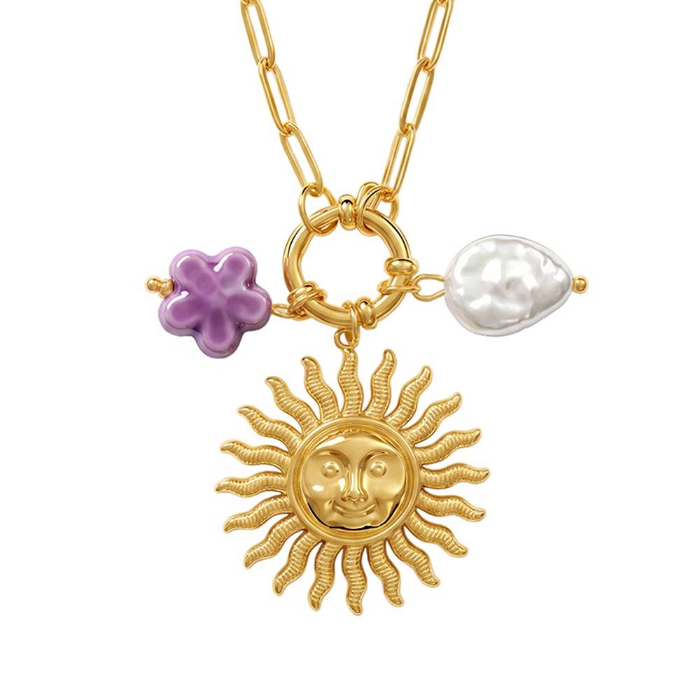 Sun Chaser Gold Plated Necklace | Gifts For Women & Girls| Waterproof, Anti Tarnish, Skin Safe Jewellery 18K Gold T : OMNE0125