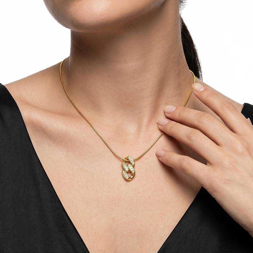 Drip Links Gold Plated Pendant With Link Chain |Gifts For Women & Girls| Waterproof, Anti Tarnish, Skin Safe Jewelle : OMNE012