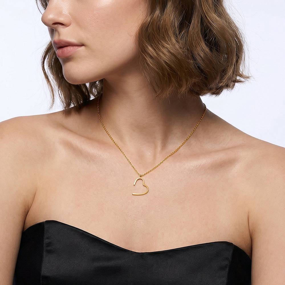 Heartline Gold Plated Necklace |Gifts For Women & Girls| Waterproof, Anti Tarnish, Skin Safe Jewellery 18K Gold Tone : OMNE038
