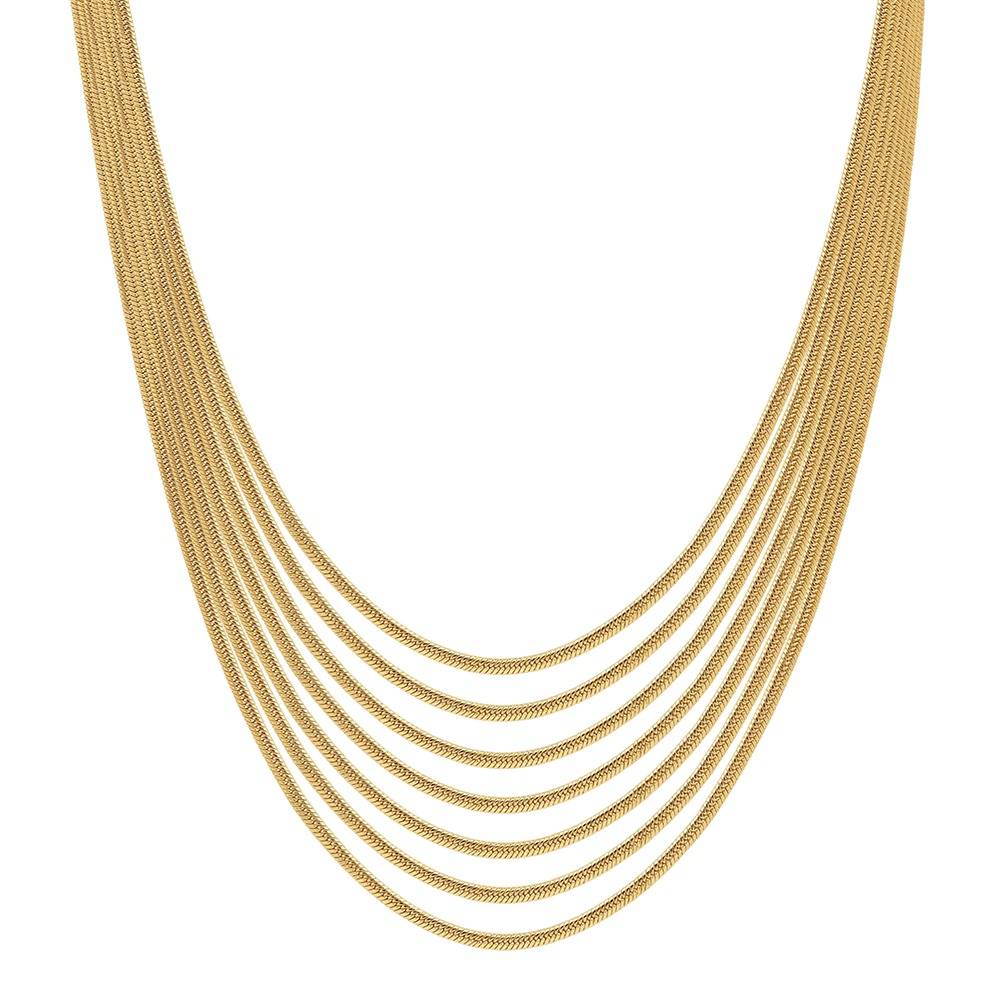 Stack Attack Gold Plated Layered Necklace |Gifts For Women & Girls| Waterproof, Anti Tarnish, Skin Safe Jewellery 18 : OMNE097