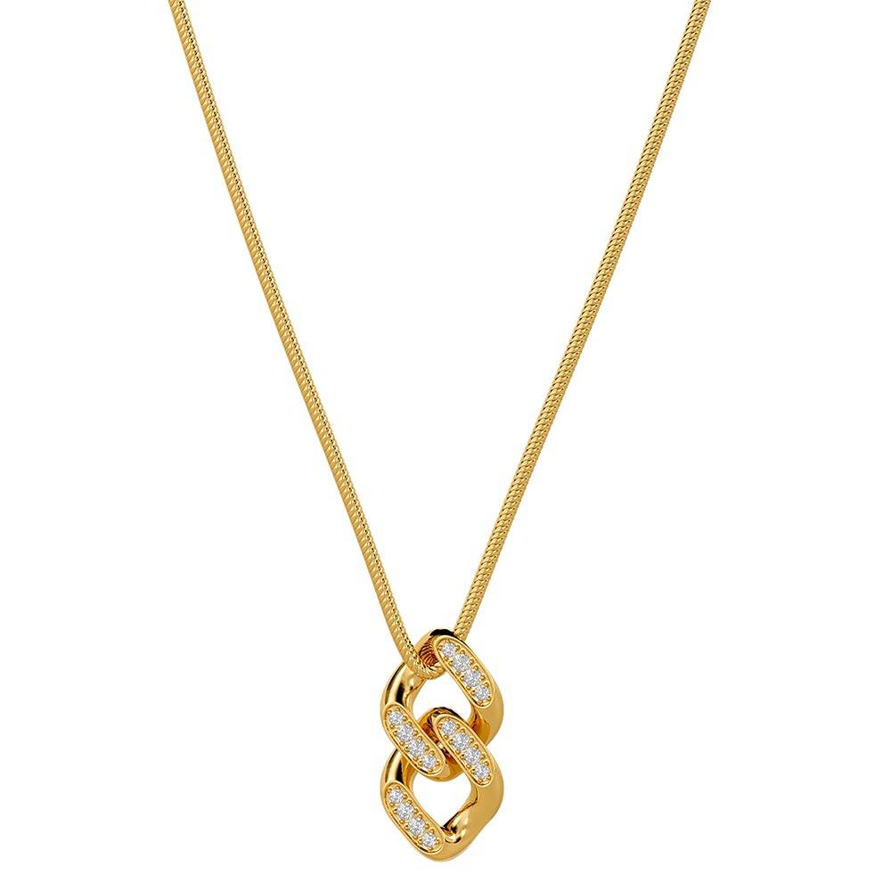 Drip Links Gold Plated Pendant With Link Chain |Gifts For Women & Girls| Waterproof, Anti Tarnish, Skin Safe Jewelle : OMNE012