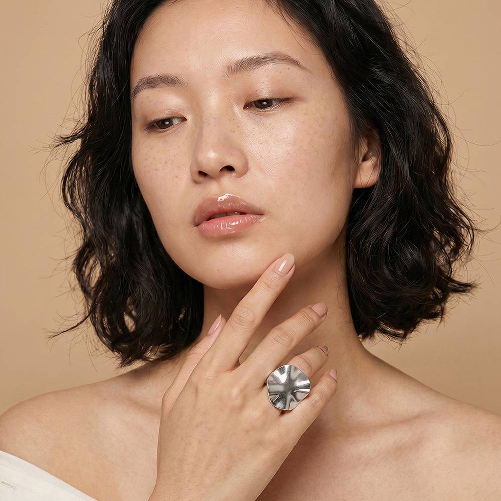 Molten Split Energy Dual Tone Ring (Size 20) |Gifts For Women & Girls| Waterproof, Anti Tarnish, Skin Safe Jewellery  : OMR023