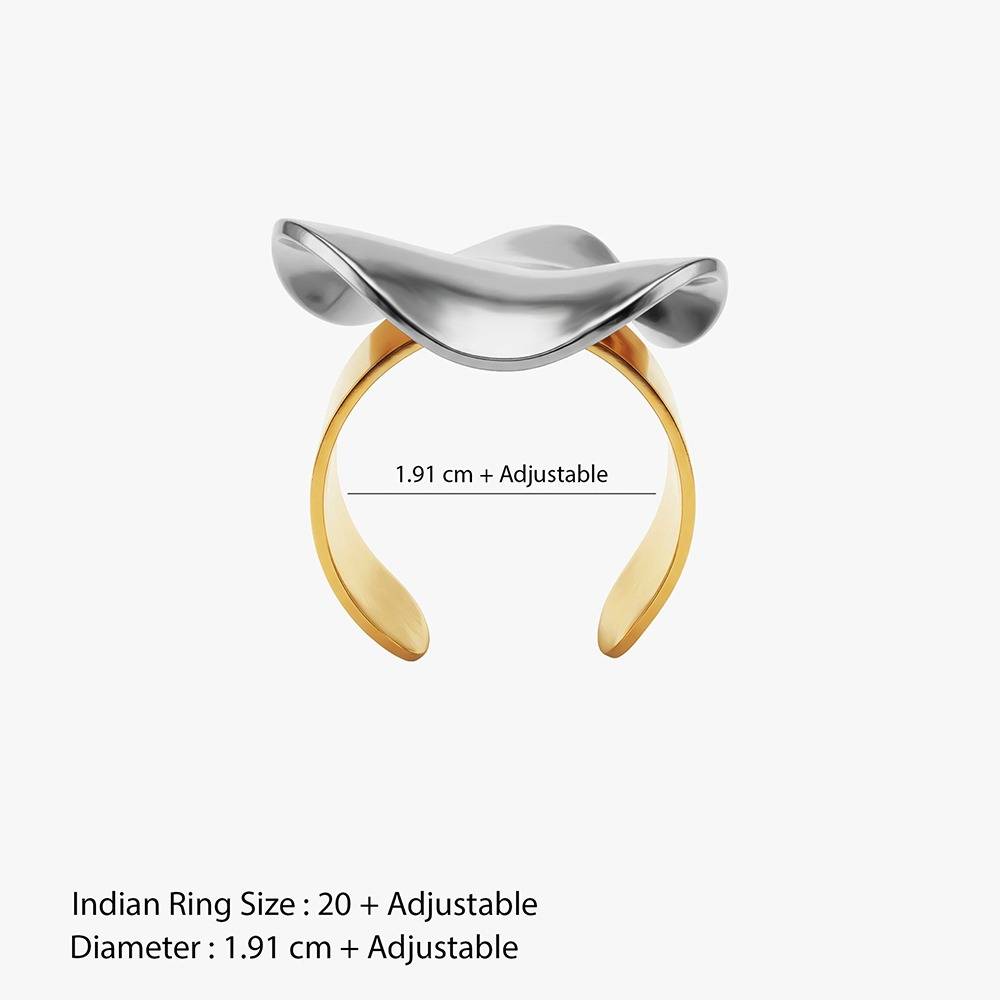 Molten Split Energy Dual Tone Ring (Size 20) |Gifts For Women & Girls| Waterproof, Anti Tarnish, Skin Safe Jewellery  : OMR023