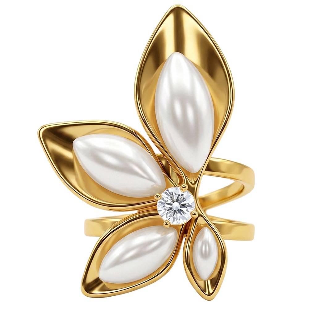 Bloom Baby Gold Plated Ring (Size 15) |Gifts For Women & Girls| Waterproof, Anti Tarnish, Skin Safe Jewellery 18K Gol : OMR059