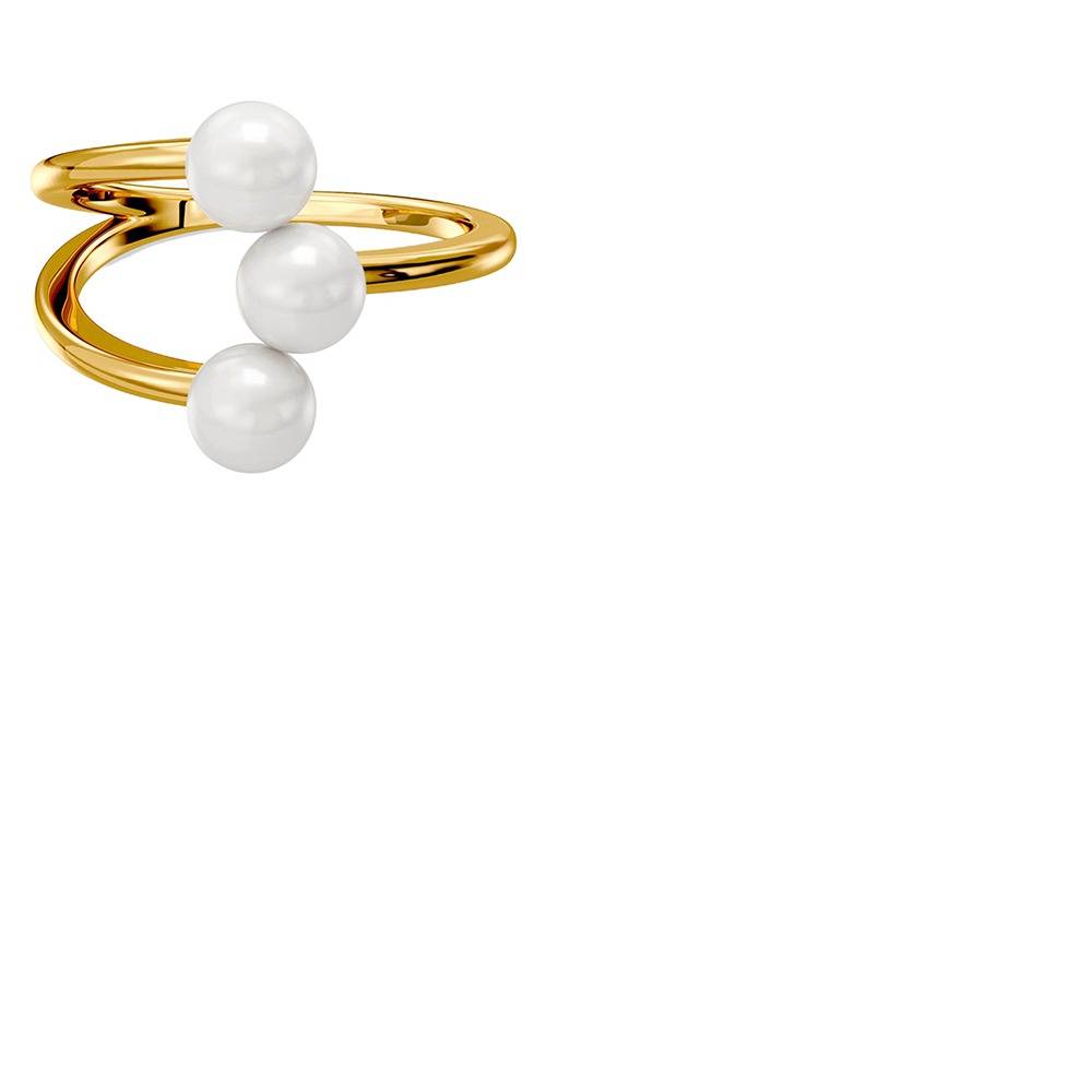 Pearl Flux Gold Plated Ring (Size 14) |Gifts For Women & Girls| Waterproof, Anti Tarnish, Skin Safe Jewellery 18K Gold : OMR06