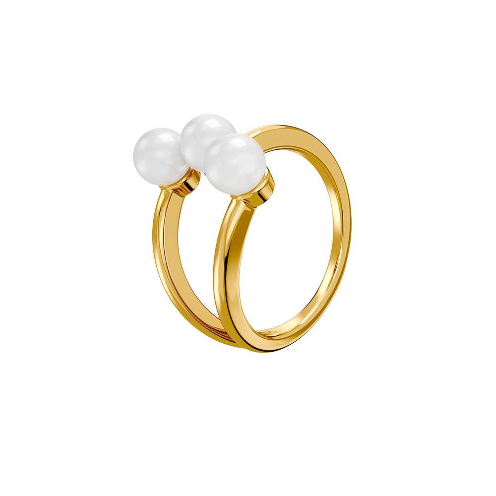 Pearl Flux Gold Plated Ring (Size 14) |Gifts For Women & Girls| Waterproof, Anti Tarnish, Skin Safe Jewellery 18K Gold : OMR06