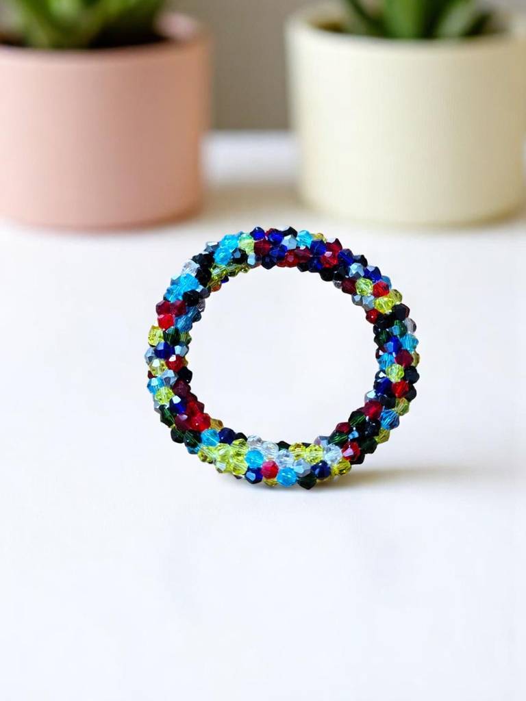 Unisex Crystal Bloom – Adjustable Crystal Bead Bracelets : CRY-MLC-BLT-ONB-105