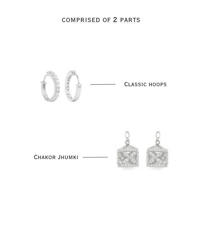 2 In1 Pure Silver Hoop Earring With Detachable Jhumki : EC025