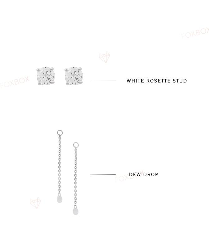 2 In 1 Pure Silver Solitaire Stud With Detachable Dew Drop : EC013