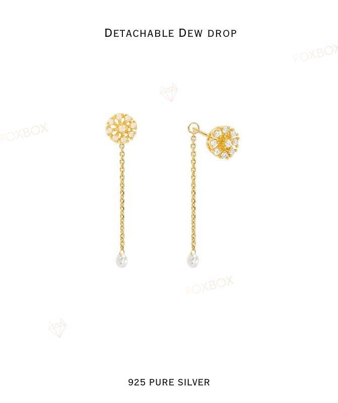 2 In 1 Pure Silver Tara Hanging Earring With Detachable Chain Drop : EC020