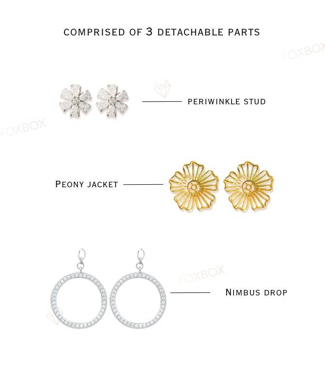 4 In 1 Pure Silver Detachable Arela Earring In Dual Tone Plating : EC011