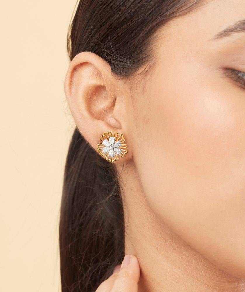 4 In 1 Pure Silver Detachable Arela Earring In Dual Tone Plating : EC011