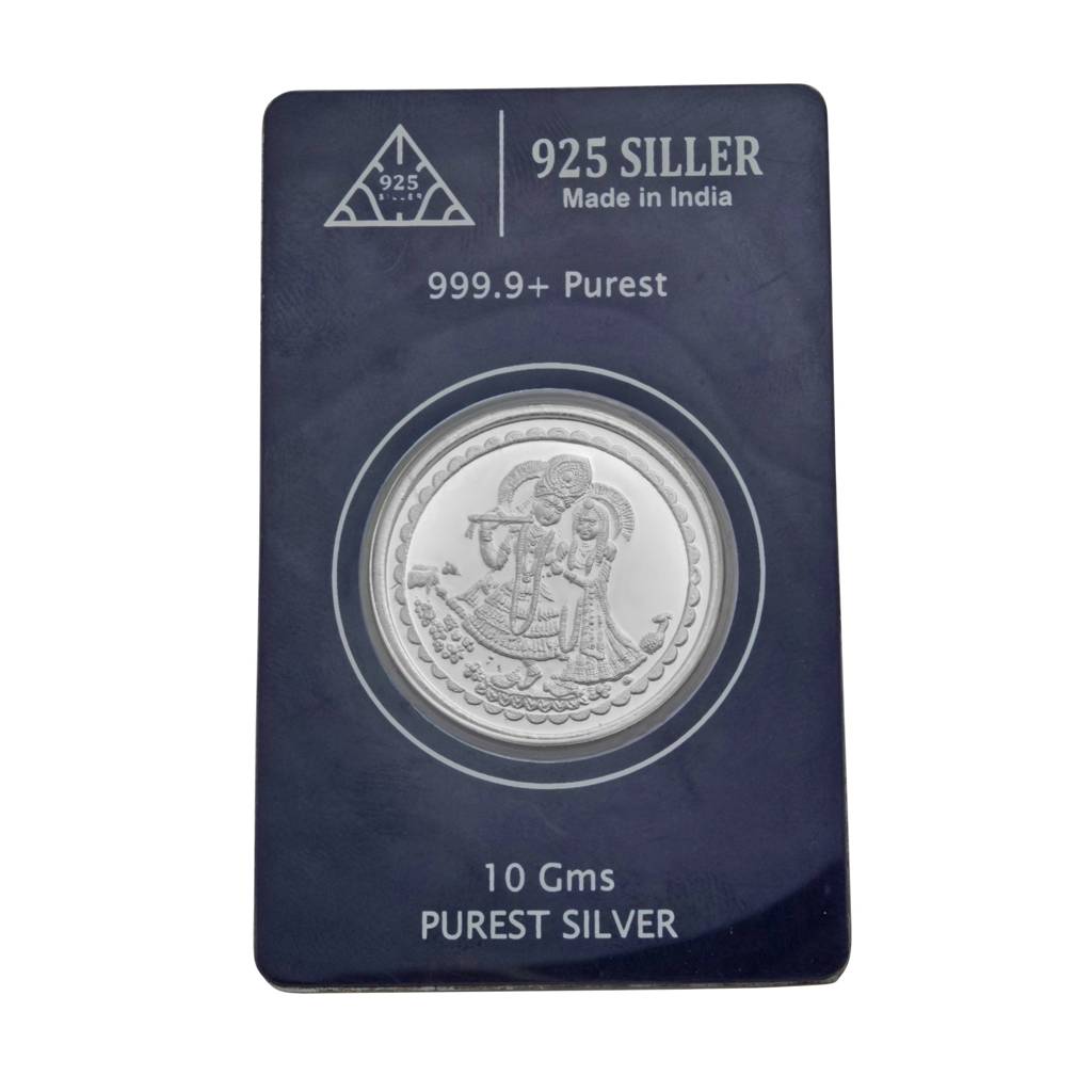 999 Pure Silver Coin | Traditional Radhakrishna Ji Silver Coin : COIN10RK