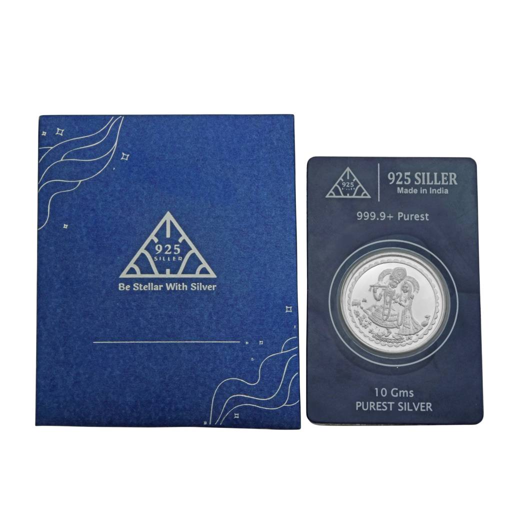 999 Pure Silver Coin | Traditional Radhakrishna Ji Silver Coin : COIN10RK