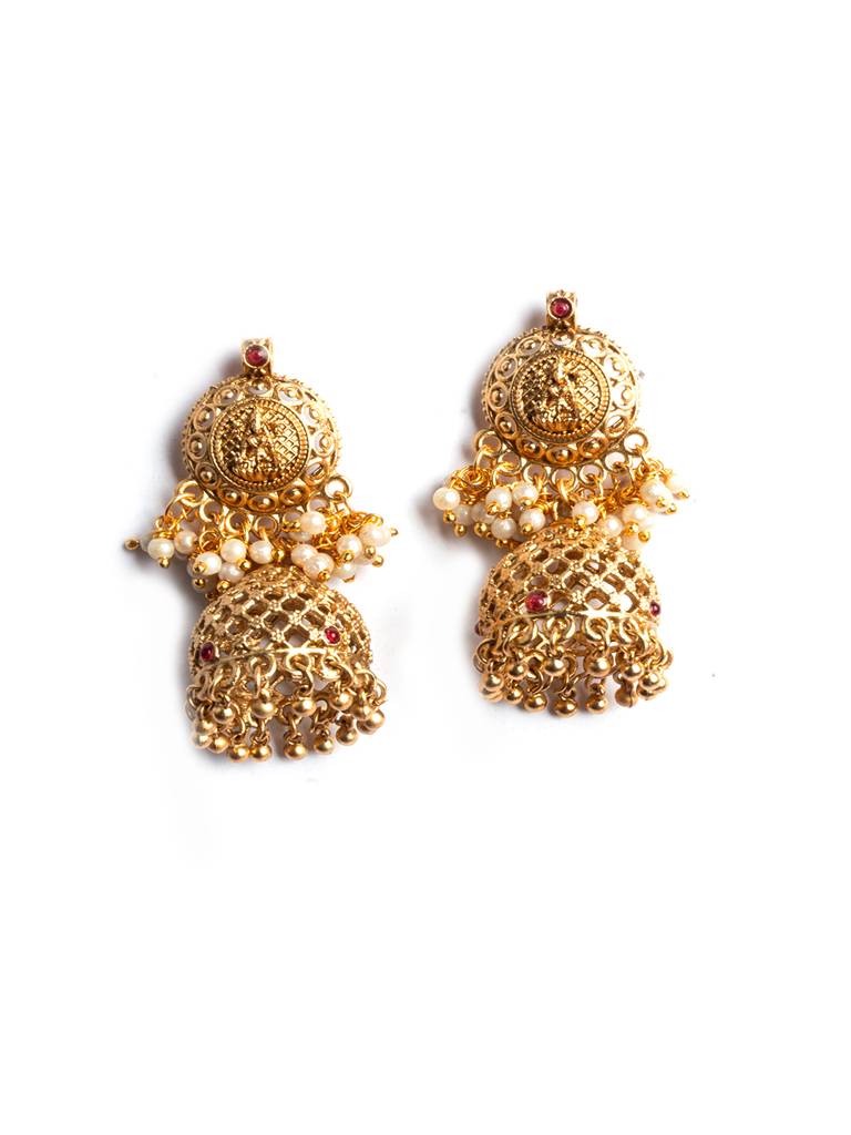 Beads Double Line Filigree Necklace Set : PA15Red