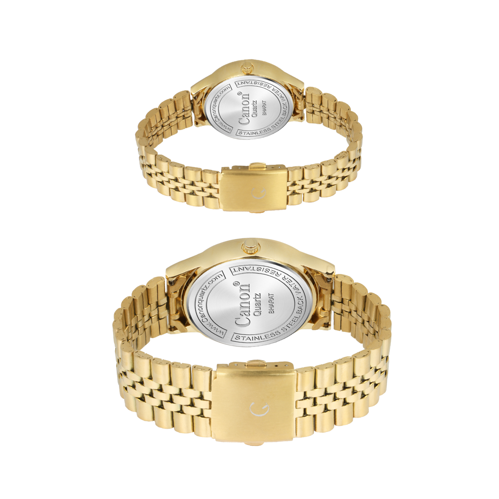 Luxury Golden & Green Couple Watch With Roman Numerals Cn-485 : CN-485
