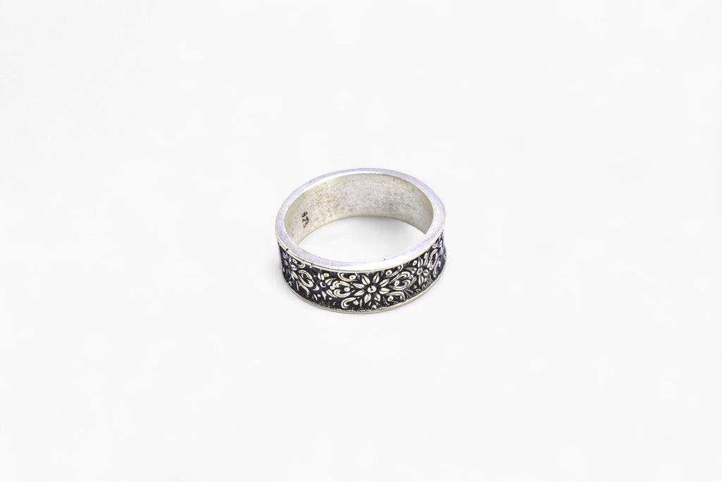 925 Silver Men'S Vintage-Style Carved Band : SKU-P-RG53