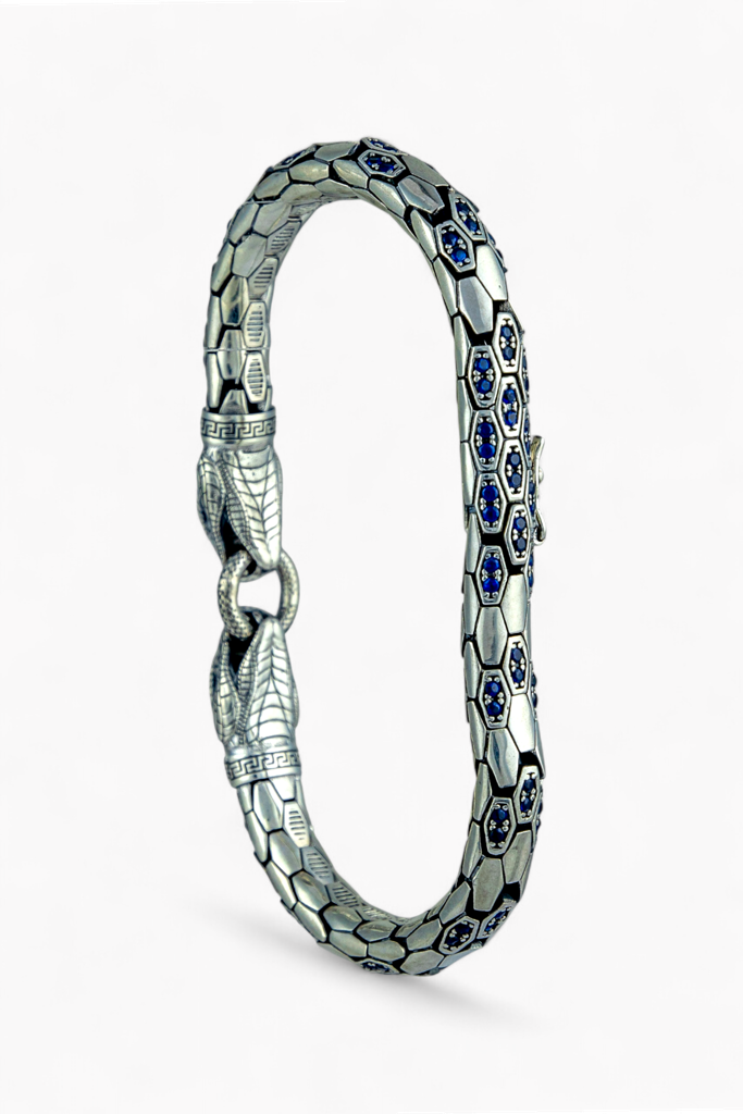 Men'S 925 Sterling Silver Double Snake Head Bracelet | Men'S 925