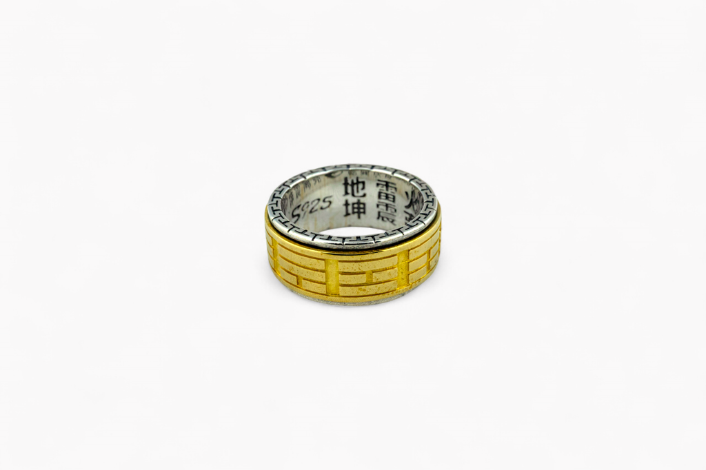925 Silver Two-Tone "Cage" Spinner Ring | Stress Relief Band : SKU-P-RG5960