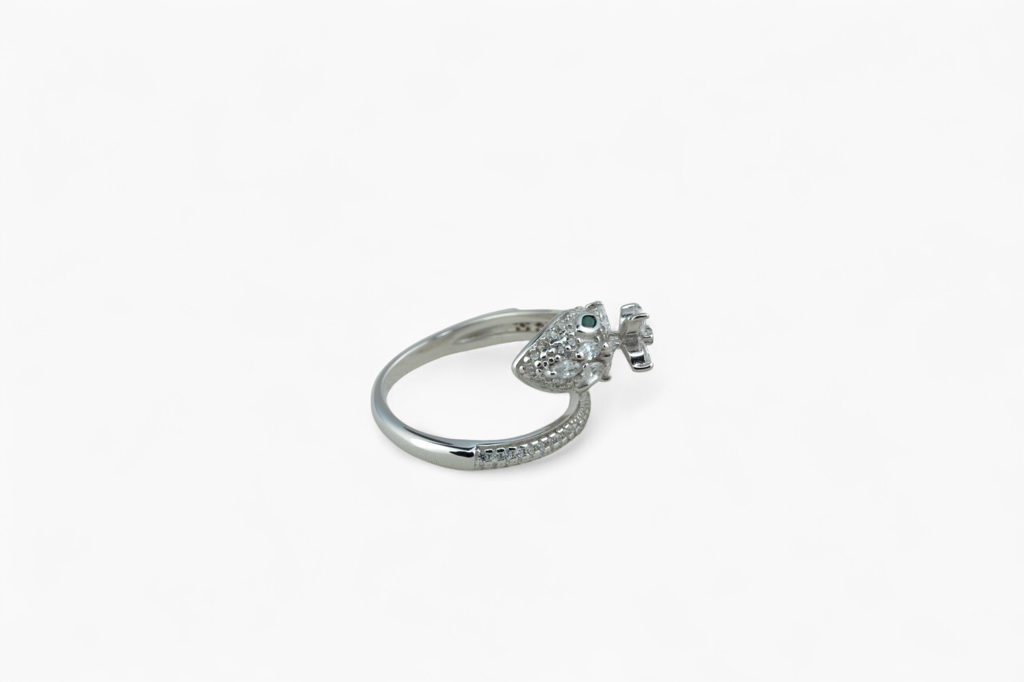 Sparkling Serpent Wrap Ring | 925 Silver Snake Ring With Pavã© Crystals : SKU-P-RG34