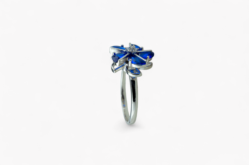 Miraura 925 Silver Sapphire-Blue Blossom Spinner Ring : SKU-P-RG85