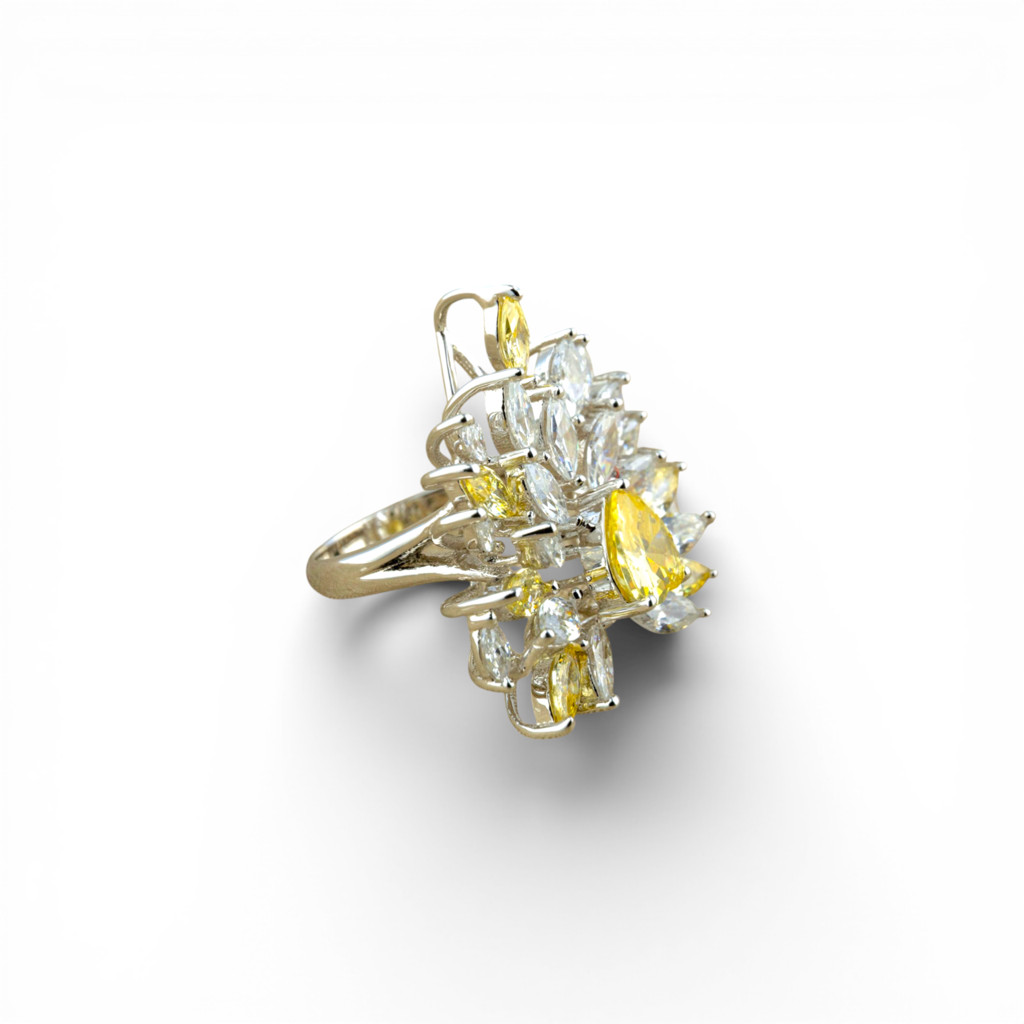 Floral Spray Statement Ring | Cocktail Cluster Ring : SKU-P-RG24