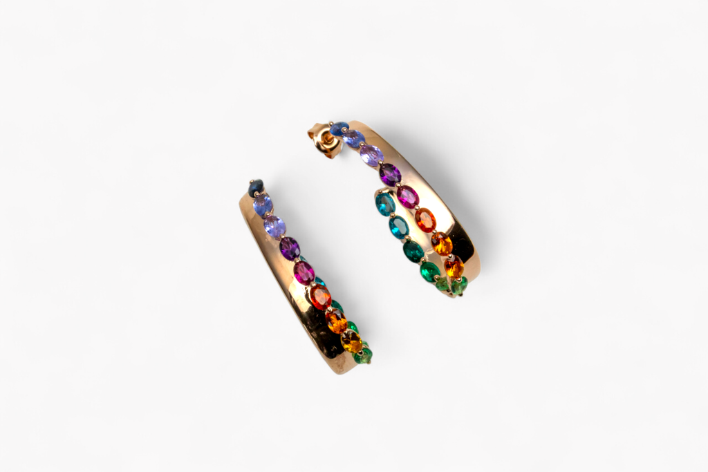 Rose Gold-Tone Rainbow Hoop Earrings : P-ER26