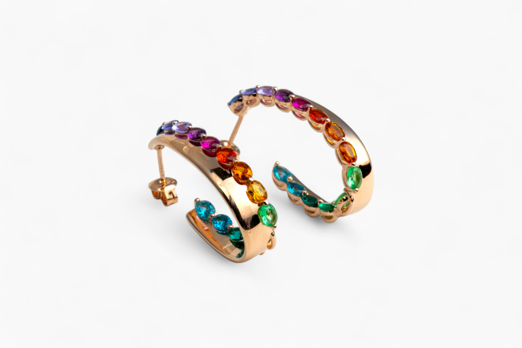 Rose Gold-Tone Rainbow Hoop Earrings : P-ER26