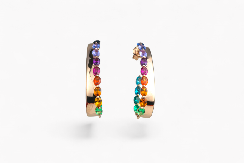 Rose Gold-Tone Rainbow Hoop Earrings : P-ER26
