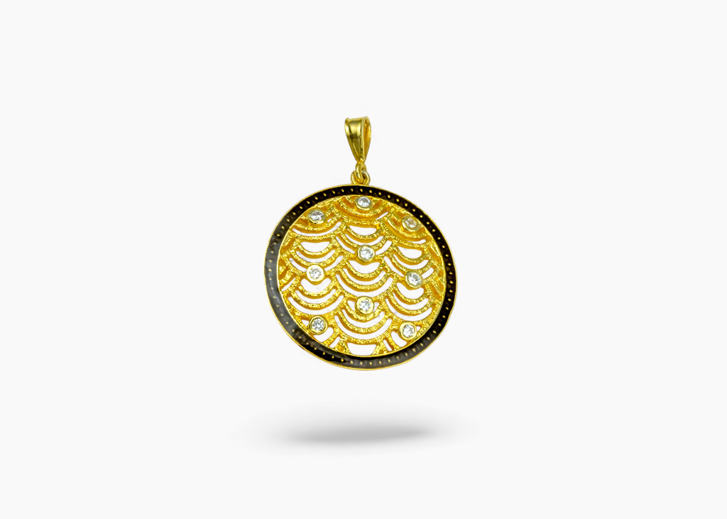 Gold Filigree Crystal Charm Pendent : P-PEN27