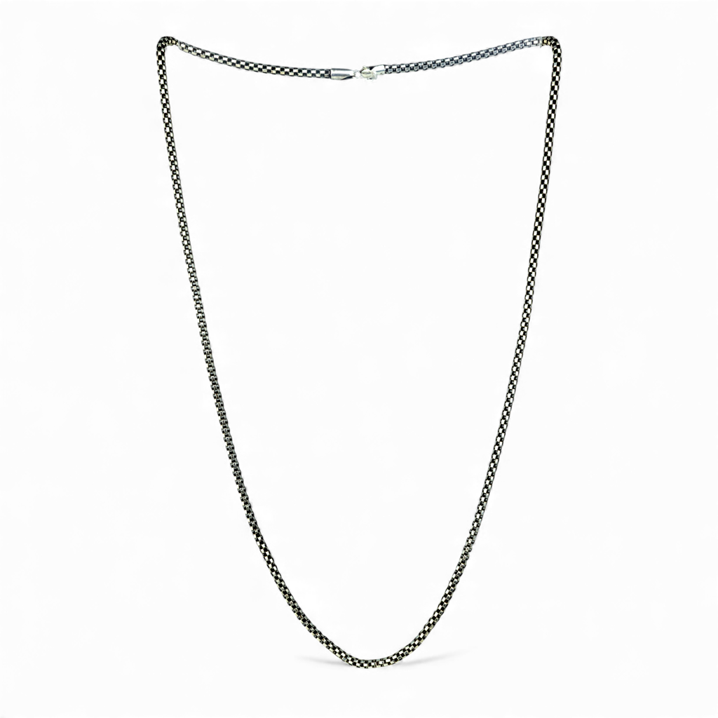 Men'S Oxidized Round Box Chain : P-CHAIN8