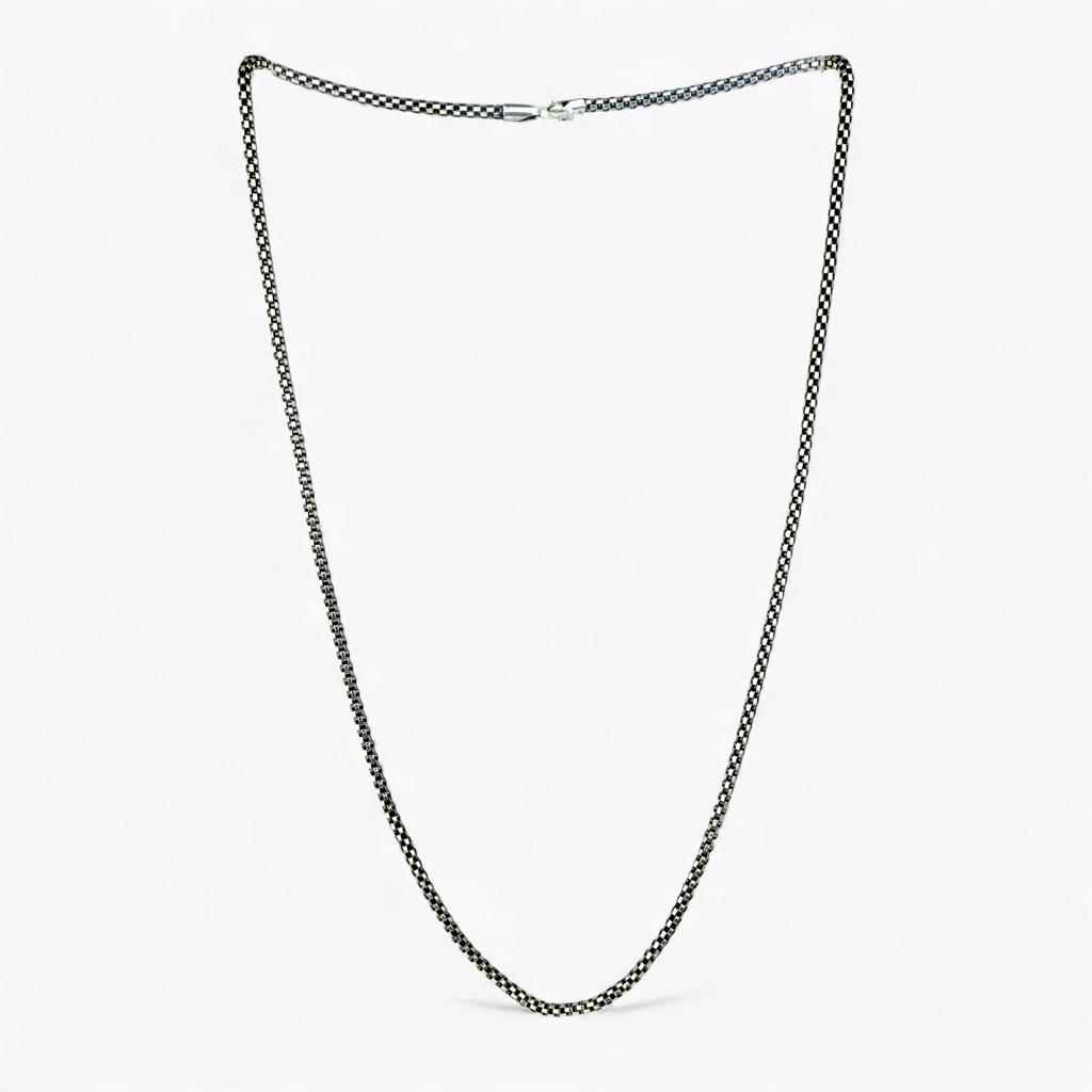 Men'S Oxidized Round Box Chain : P-CHAIN8