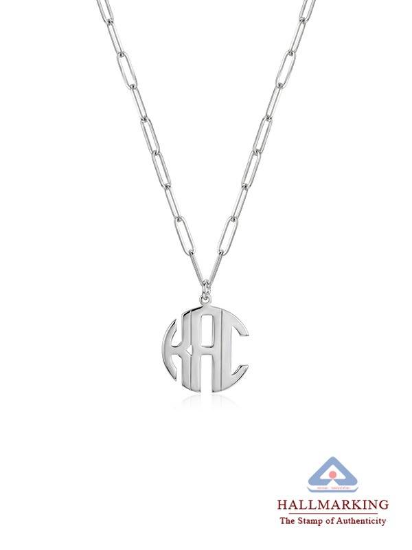 Personalized 3-Initial Monogram Paperclip Necklace : PCNK02SL-18