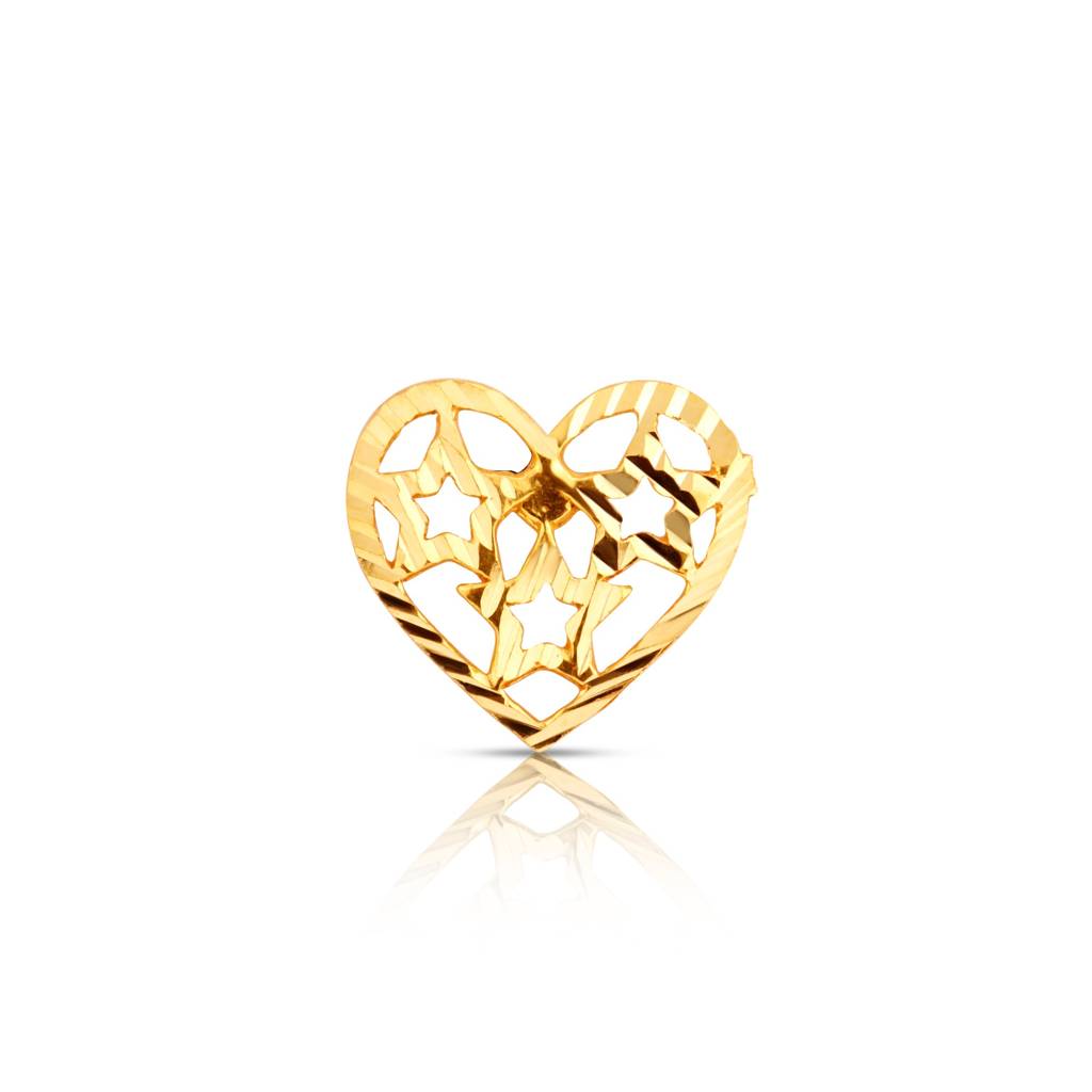 Yuvora 18K Yellow Gold Starlit Heart Nose Pin For Women | Screw Back Closure | Bis Hallmarked | Pure Gol : PCNP1014-DC-18YG-IS