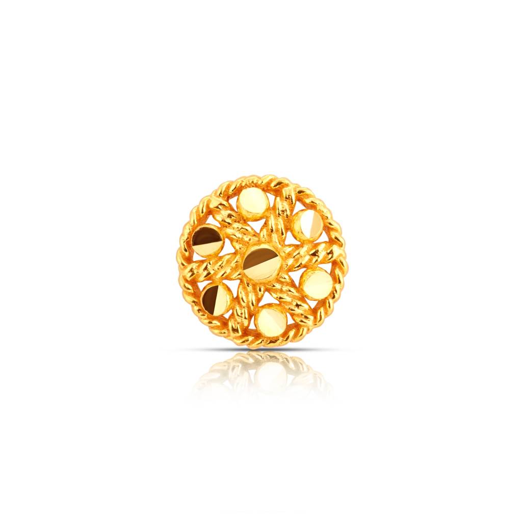 Yuvora 18K Yellow Gold Opulent Weave Nose Pin For Women | Screw Back Closure | Bis Hallmarked | Pure Gol : PCNP1021-DC-18YG-IS