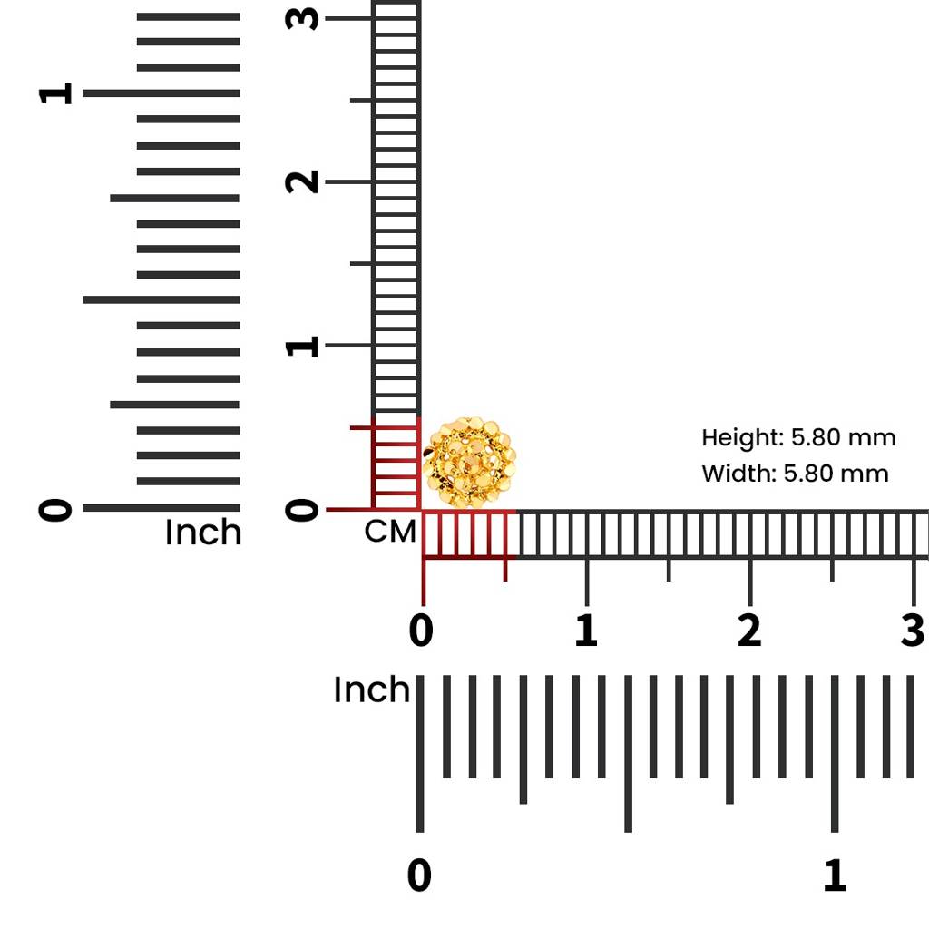 Yuvora 18K Yellow Gold Auric Corona Nose Pin For Women | Screw Back Closure | Bis Hallmarked | Pure Gold : PCNP1034-DC-18YG-IS