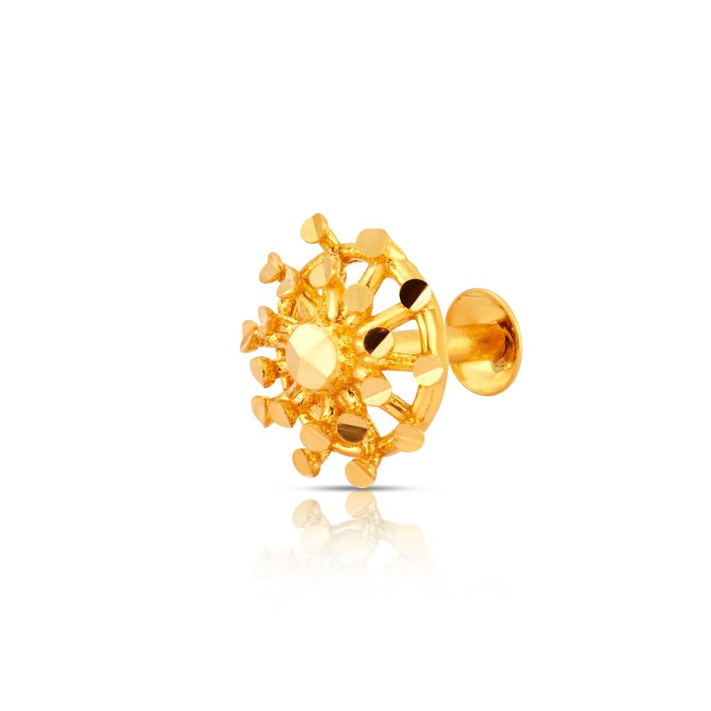 Yuvora 18K Yellow Gold Mariner'S Helm Nose Pin For Women | Screw Back Closure | Bis Hallmarked | Pure Go : PCNP1036-DC-18YG-IS