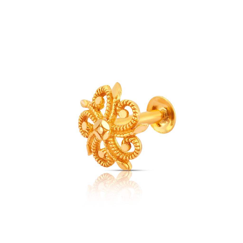 Yuvora 18K Yellow Gold Eternal Whorl Nose Pin For Women | Screw Back Closure | Bis Hallmarked | Pure Gol : PCNP1038-DC-18YG-IS