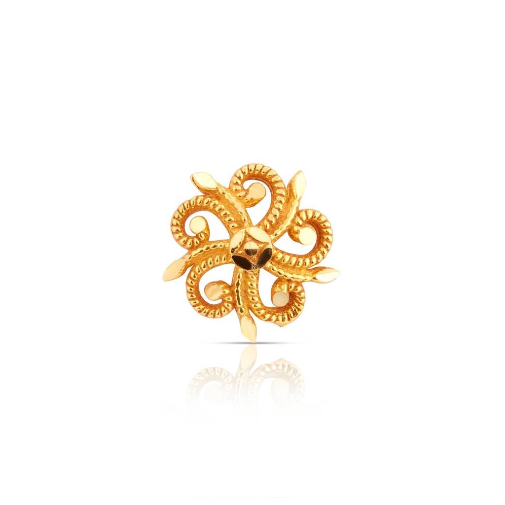 Yuvora 18K Yellow Gold Eternal Whorl Nose Pin For Women | Screw Back Closure | Bis Hallmarked | Pure Gol : PCNP1038-DC-18YG-IS