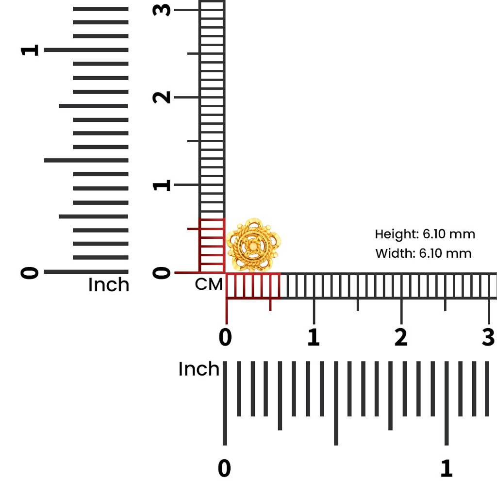 Yuvora 18K Yellow Gold Spiral Flora Nose Pin For Women | Screw Back Closure | Bis Hallmarked | Pure Gold : PCNP1050-DC-18YG-IS