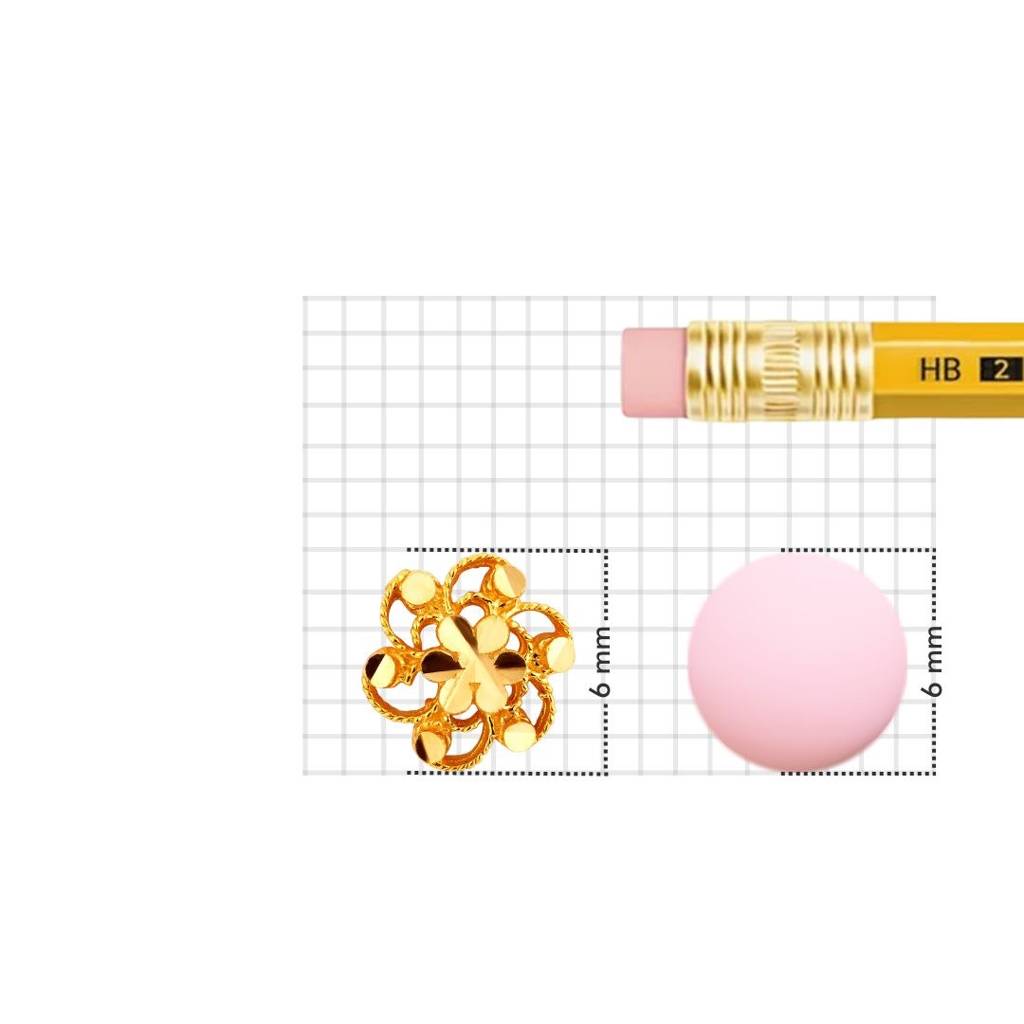 Yuvora 18K Yellow Gold Radiant Filigree Nose Pin For Women | Screw Back Closure | Bis Hallmarked | Pure  : PCNP1066-DC-18YG-IS