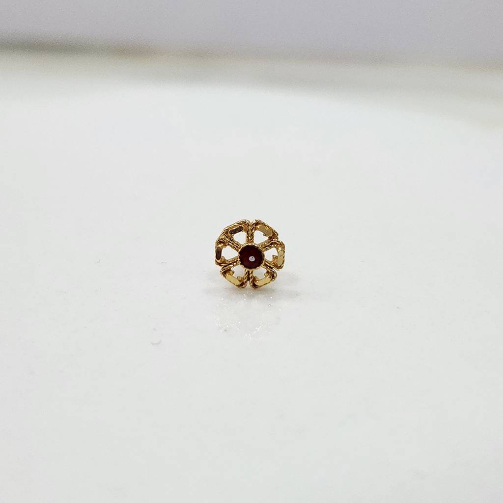 Yuvora 18K Yellow Gold Rouge Loop Nose Pin For Women | Screw Back Closure | Bis Hallmarked | Pure Gold N : PCNP1073-DC-18YG-IS