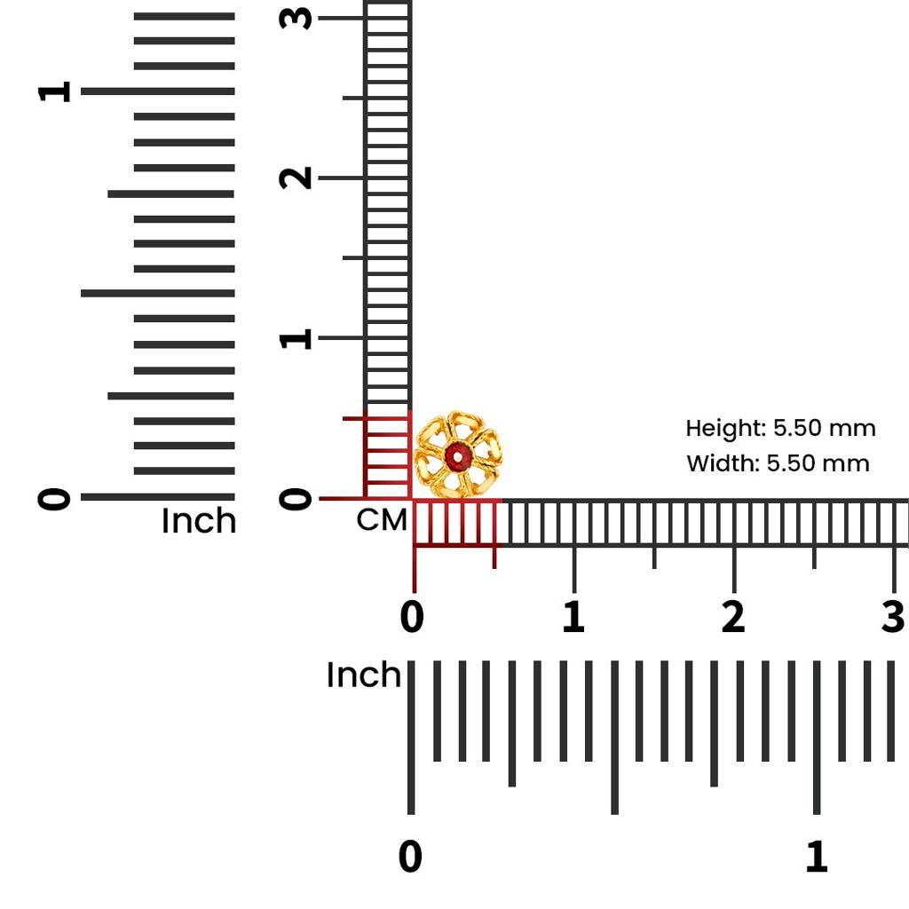 Yuvora 18K Yellow Gold Rouge Loop Nose Pin For Women | Screw Back Closure | Bis Hallmarked | Pure Gold N : PCNP1073-DC-18YG-IS