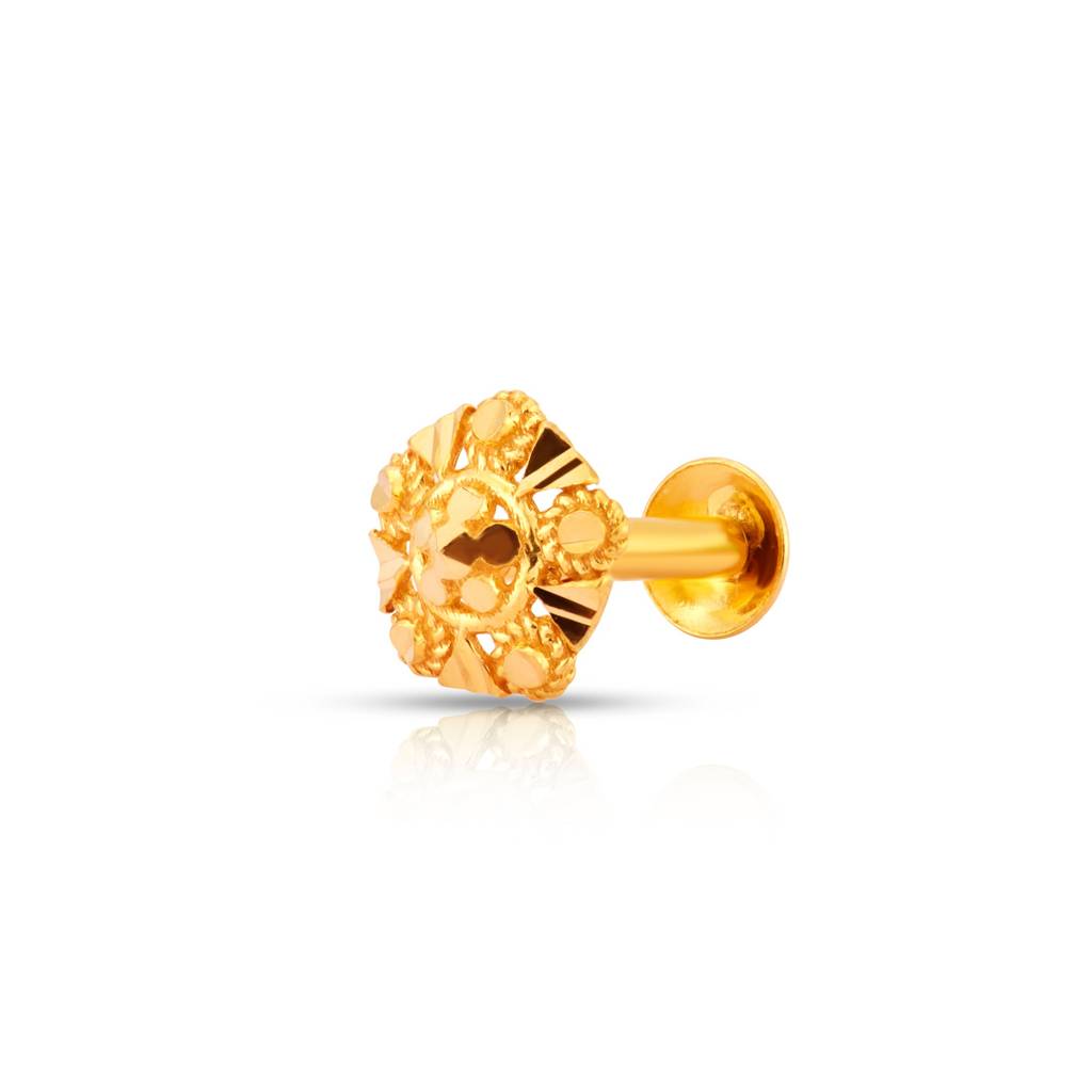 Yuvora 18K Yellow Gold Aurea Starlet Nose Pin For Women | Screw Back Closure | Bis Hallmarked | Pure Gol : PCNP1087-DC-18YG-IS